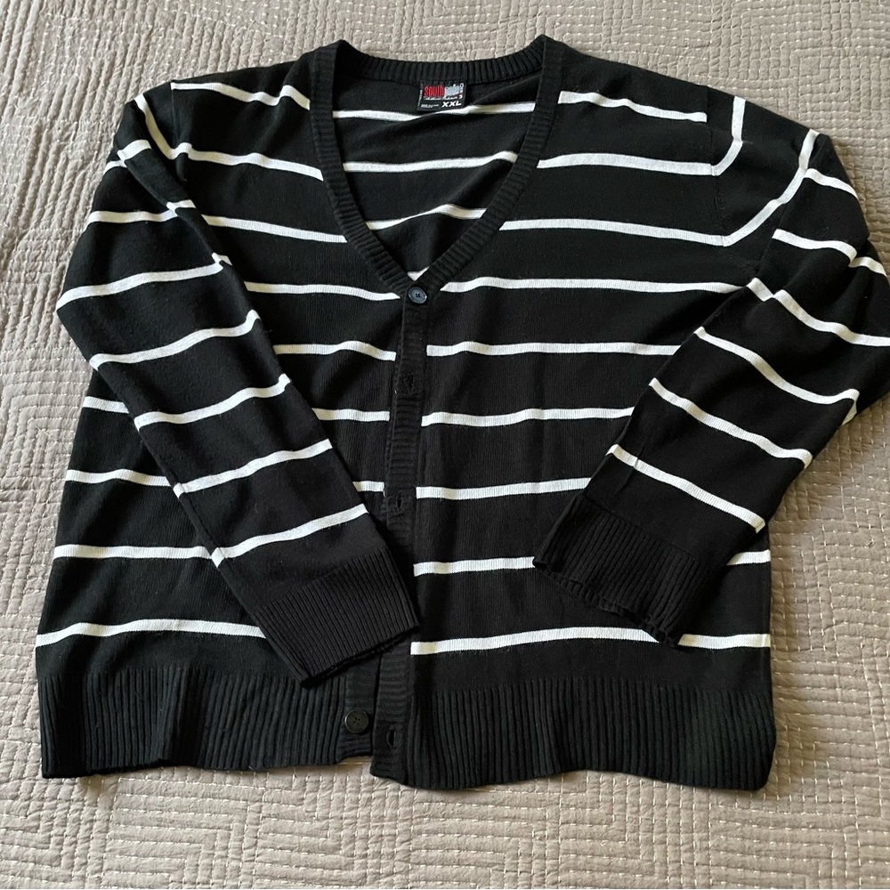 South Pole Black and White Striped Cardigan